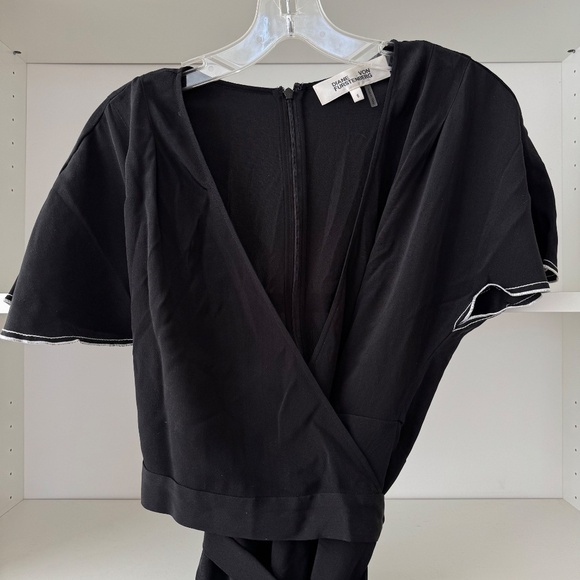 Diane von Furstenberg Black Adelyn Silk Wrap Romper - Picture 4 of 6